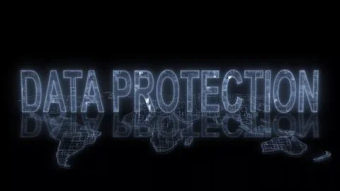 3d data protection text technology earth map glow Stock Illustration