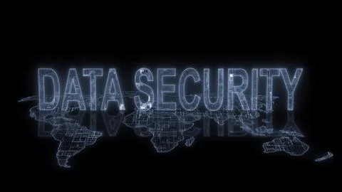 3d data security text technology earth map Illustrazione stock