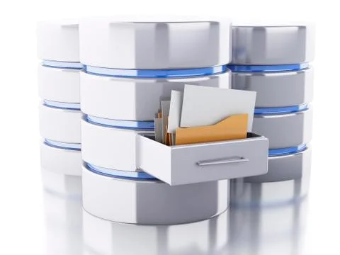 3d Data storage with folders Stock Illustration