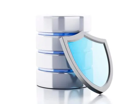 3d Data storage with shield. Stock Illustration