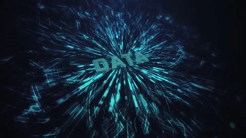  3D Data Text on Abstract Blue Background Stock Footage 168010741