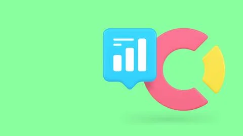 3d data visualization with pie and bar charts for business analytics. Minimal イラスト素材