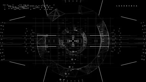 3D Data Visualization Scanning Interface Animation for Sci-Fi HUD Stock Footage 345643581