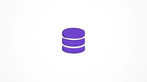 3D Database Cylinders SQL Icon Animated Loop on White Background 4K Stock Footage 347650997