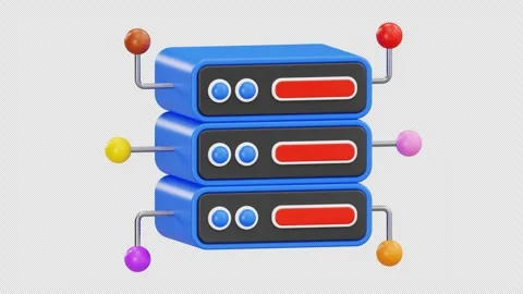 3D Database Server Stack with Network Connection Animation, Alpha Channel Stock Footage 313993604