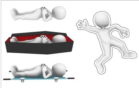 3d dead man in coffin. 3d illustration Stock Illustration