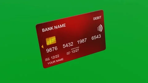 3D debit card on green screen for keying, Spinning bank card 4K animation Video stock 225912215