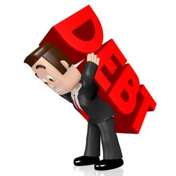 3D debt concept 스톡 일러스트