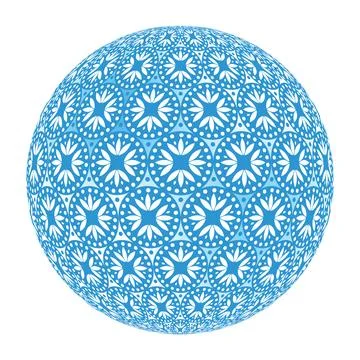 3D decorative sphere featuring a seamless floral geometric pattern  over a .. Stock Illustration