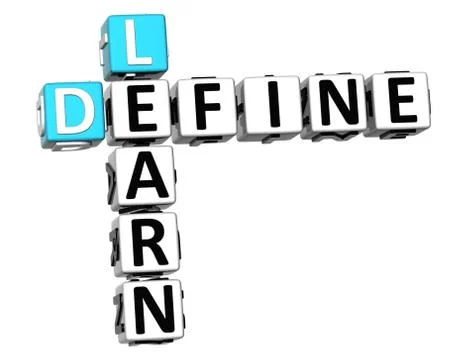 3d define learn crossword cube words Illustrazione stock