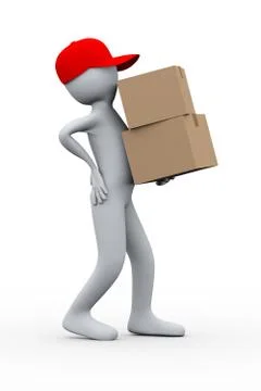 3d delivery man having back pain Stock Illustration