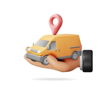 3D Delivery Van Car in Hand Stock Illustration