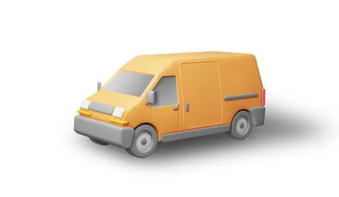 3D Delivery Van Car Isolated on White Stock Illustration