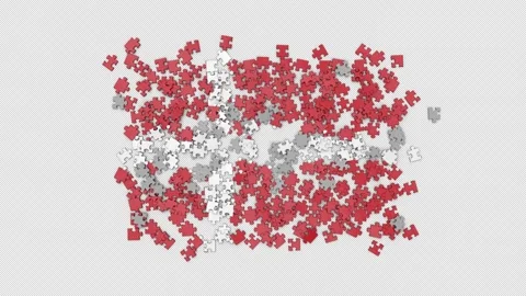 3D Denmark flag assembled from a puzzle Stock Footage 276429930