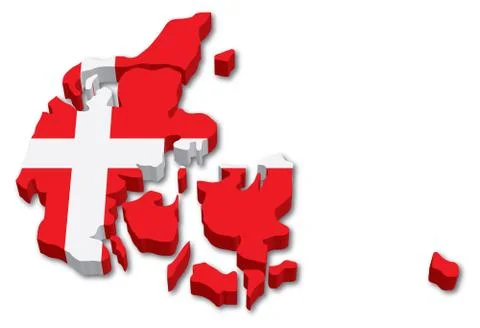 3D Denmark Flag Map Stock Illustration