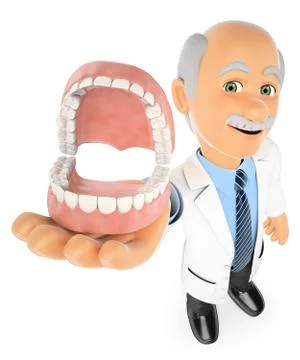 3D Dentist showing a denture Stock Illustration