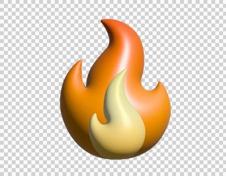 3D depicted as gradient orange, yellow flickering flame fire icon Stock Illustration