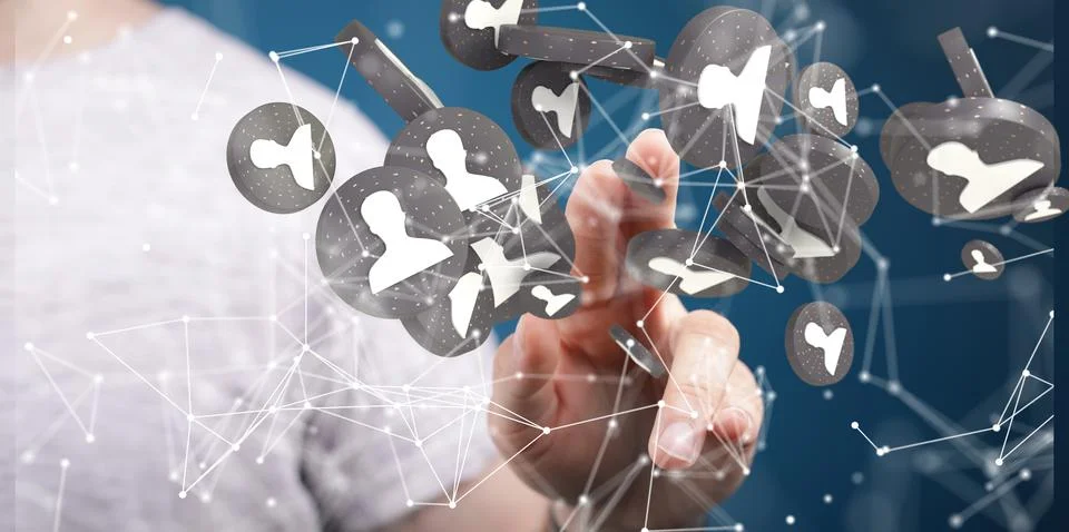 3d design Abstract technology group and data. Stock Photos