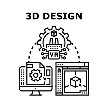 3d design concept virtual engineering development process Stock Illustration
