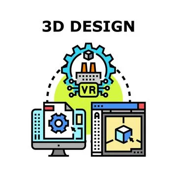3d design concept virtual engineering development process Stock Illustration