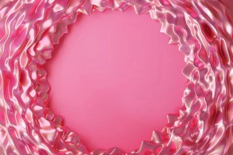 A 3D design features pink shapes arranged in a circular frame. The soft and.. イラスト素材