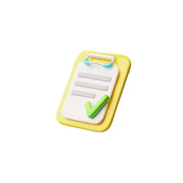 3D design of folder with checklist and green check mark. Project or report Stock Illustration