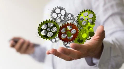 3d design of high tech eco green infinity computer technology concept Stock Photos