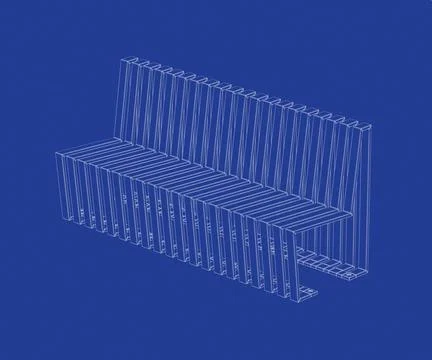3D design of modern bench 3D wire-frame model of modern bench Copyright: x... Stockfoto's