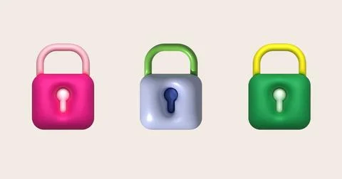 3d design of padlock Data protection safety encryption privacy concept Stock Illustration