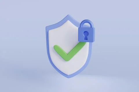 3d design template with blue shield protection on light background for cove.. Illustrazione stock