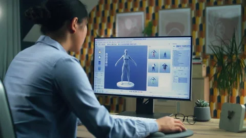 3D designer creating clothes on computer Stock Footage 211795741