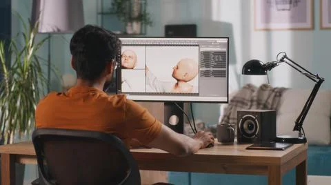 3D designer creating videogame character 스톡 사진