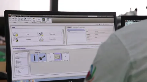 3d designer working on a 3d cad project in computer, slider shot 스톡 동영상 64119594