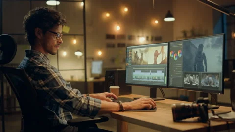 3D Designer Working on Computer Stock Footage 321005037