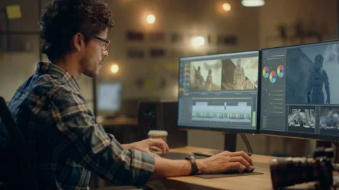 3D Designer Working on Computer Stock Footage 321005045