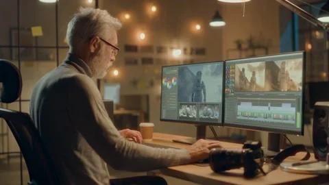 3D Designer Working on Computer Stock Footage 321005058