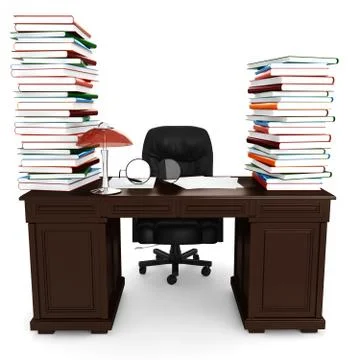 3d desk render, on white background Stock Illustration