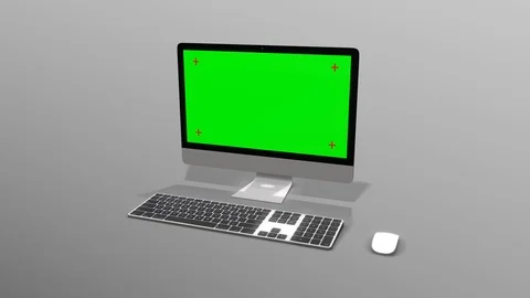 3D Desktop computer with a green screen on a solid white background Stock-Footage 97447271