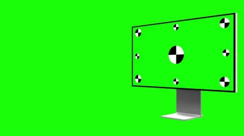 3D desktop computer with green screen isolated on green backround. 3d render. Stock Illustration