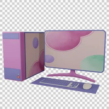 3D Desktop Computer Isolated Object Stock Illustration