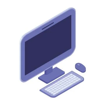 3d desktop computer screen with keyboard and mouse Stock Illustration