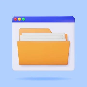 3D Desktop Interface Window with File Folder Stock Illustration