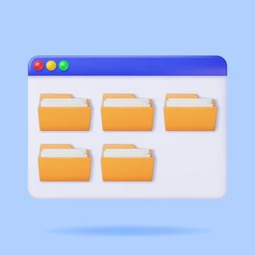 3D Desktop Interface Window with File Folder Illustrazione stock