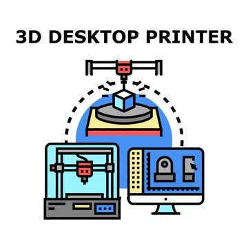 3d desktop printer technology for additive manufacturing process Ilustração Stock