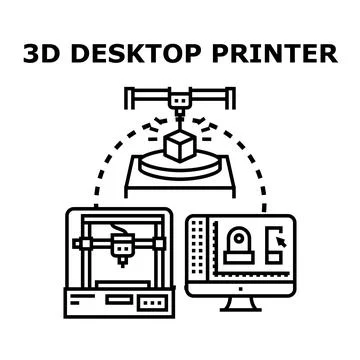3d desktop printer technology for additive manufacturing process Stock Illustration
