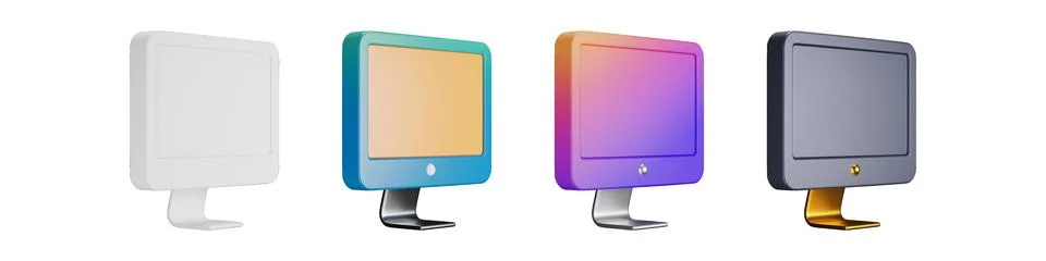 3D desktop set creative computer graphics and icons pack 스톡 일러스트