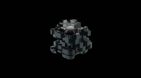 3D Destructed Cube Stock Footage 64652479