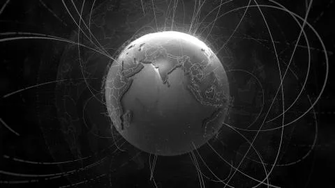 3d detailed render of Earth globe. Technology theme. Complex globe form with  Illustrazione stock