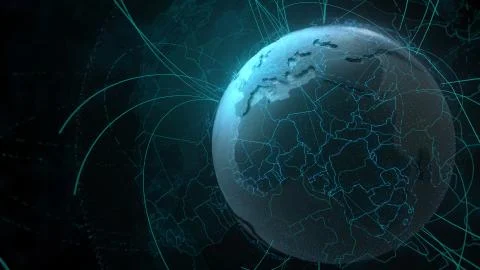 3d detailed render of Earth globe. Technology theme. Complex globe form with  Illustrazione stock