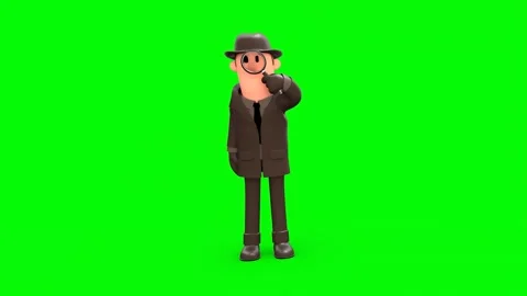3D Detective Looking Through Magnifying Glass At Camera Vídeo Stock 266971947